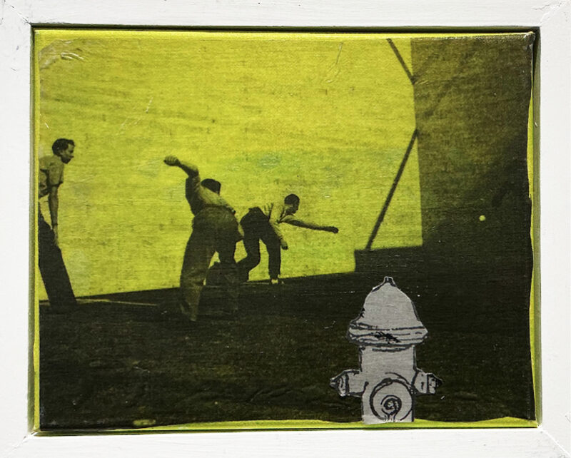 HANDBALL, 8”x 10”, mixed media on canvas, 2024